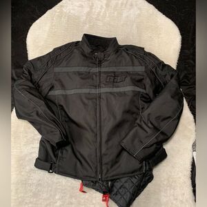 Custom Bilt‎ Mens Black Motorcycle Padded Zip Up Jacket Size XL